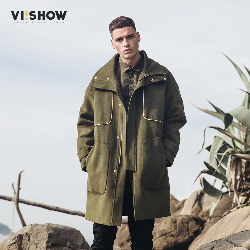 VIISHOW однотонное мужское пальто брендовый Тренч Abrigo Hombre новинка 2018 Armygreen длинное