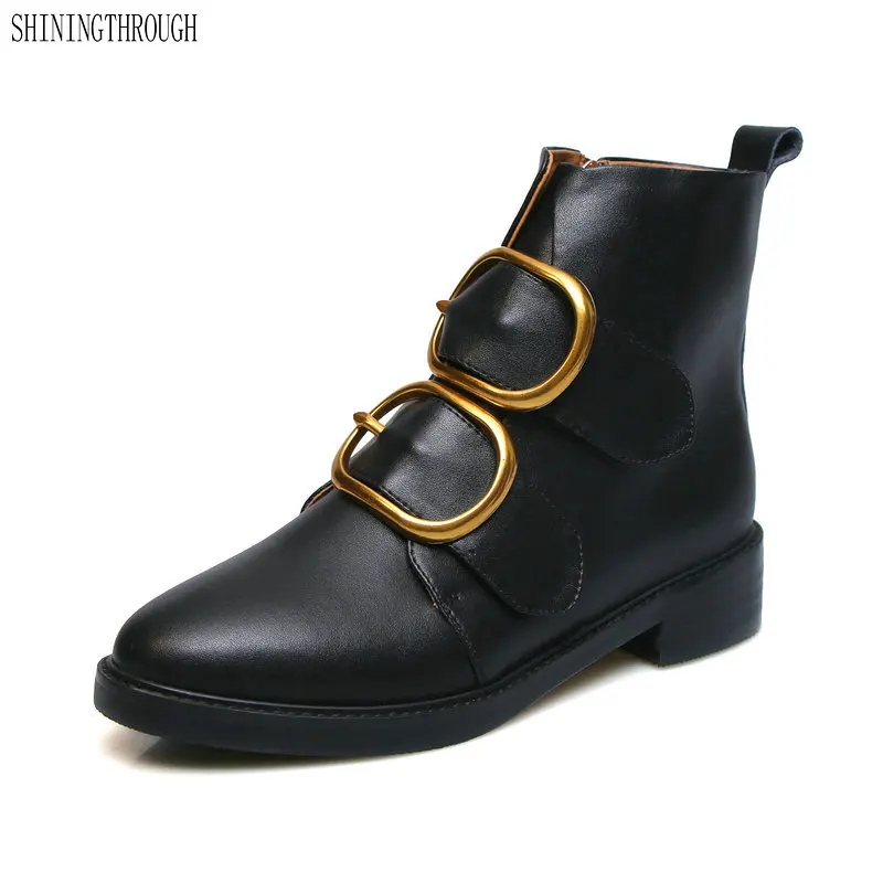 

2019 women ankle western boots rouned toe less platform ladies shoes spring autumn low heels boots woman large size 34-42