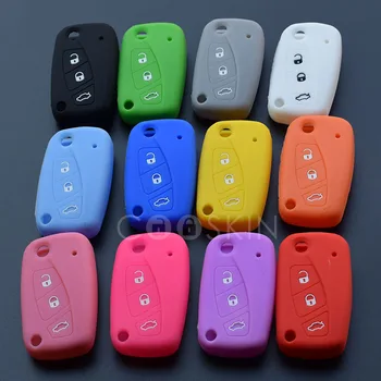 

100pcs/lot Silicone car key cover case for FIAT Panda Stylus Punto Doblo Grande Bravo 500 Ducato Minibus floding 3 buttons key