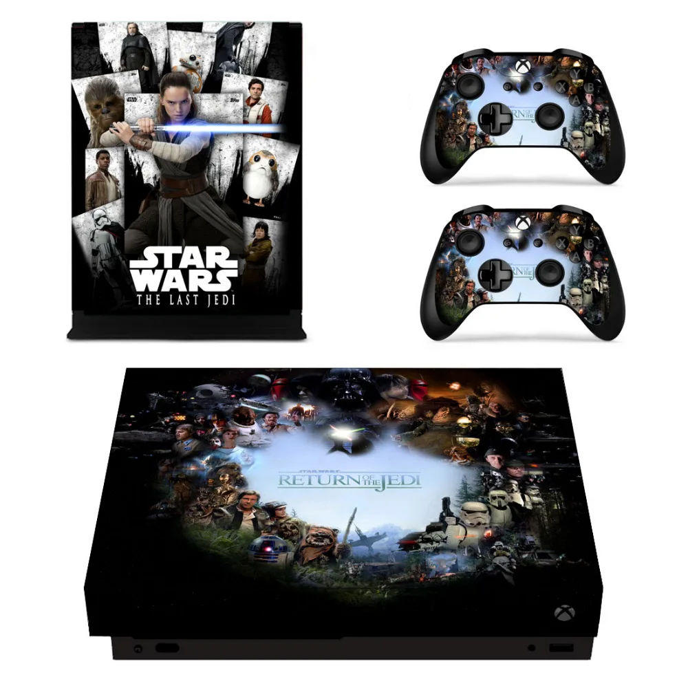 Star Wars последний джедай кожи Стикеры наклейка для Microsoft Xbox One X консоли и 2 Пульты ДУ для игровых приставок для Xbox One X кожи Стикеры винил