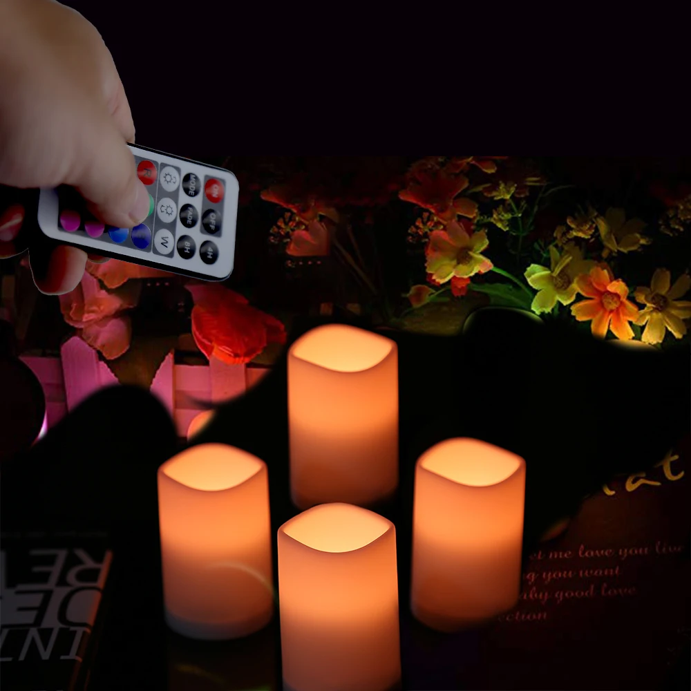 

ABS Material 4PCS Smart Remote Control Candle LED Light Cute Night Light For Decoration Wedding Christmas Halloween Z20