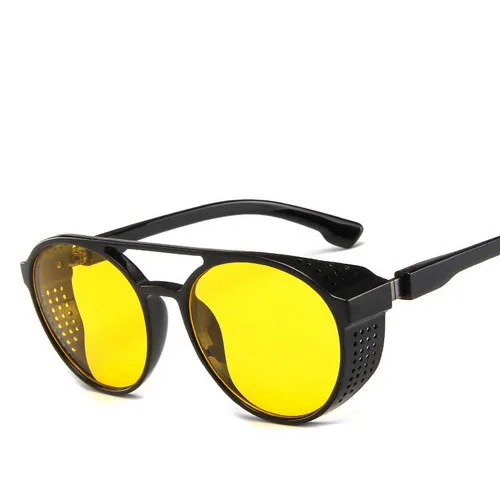 Vintage Men Steampunk Sunglasses Women Retro Goggles Round Flip Up Glasses Steam Punk Eyewear Z094 - Цвет линз: C07 Yellow