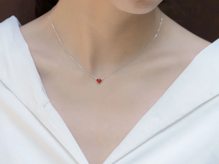 Женское колье из серебра 2019 пробы с Красной глазурью|Подвески| |