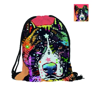 

Custom Bag 3D Printing Drawstring Bag Dog Printed Backpack Printed Double Sides For Woman School Girl Bag Lovely Dogs Bags