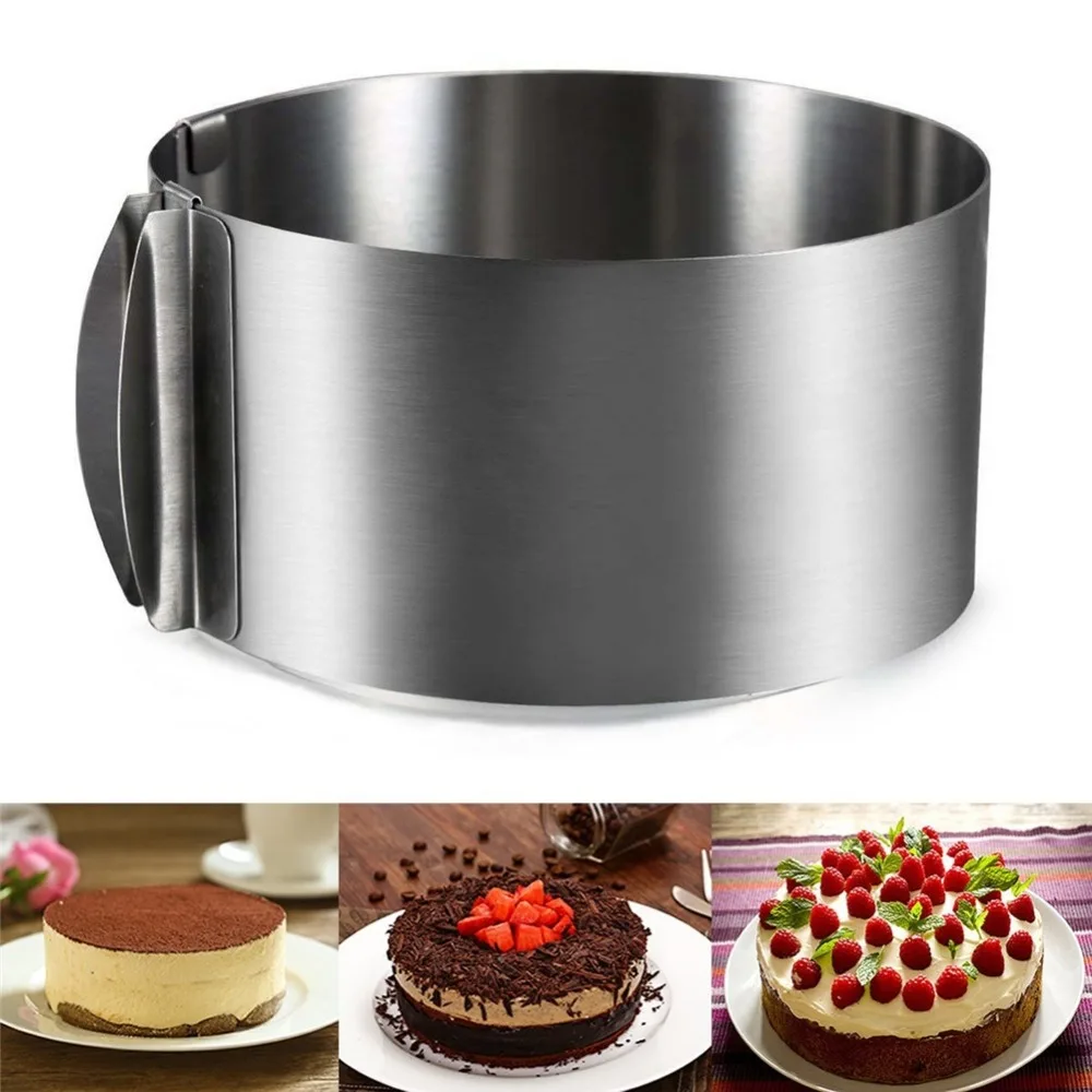 

16-30cm Adjustable Cake Mold Stainless Steel Round Shape Mousse Cake Mould Pastry Ring Cut Baking Tool