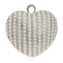 Женская жемчужная в форме сердца вечерняя сумка изысканные клатчи роскошные женские вечерние цепи кошелек Свадебный банкетный клатч сумка Золотой Серебряный