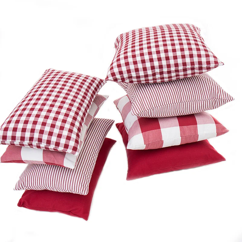 Red White Buffalo Check Plaid Pillowcase Polyester Cotton Cushion Cover
