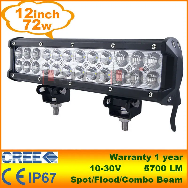 10pcs 12" inch 72W LED Work Light Bar for Tractor Boat Off Road 4WD 4x4