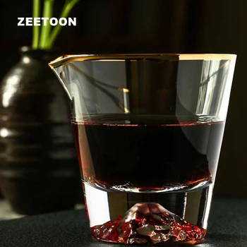 

260cc Japanese Style Heat Resistant Mount Fuji Fair Cup Tea Coffee Milk Mug Golden Edge Teacup Wine Cup Creative Cha Hai Tea Sea