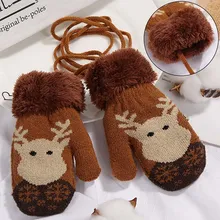 Зимние теплые детские перчатки, детские вязаные эластичные варежки, Детские однотонные женские перчатки, вязаные перчатки для мальчиков