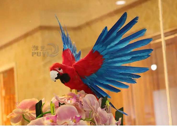 about 30x55cm simulation clourful parrot toy lifelike  spreading wings parrot model garden decoration gift t036