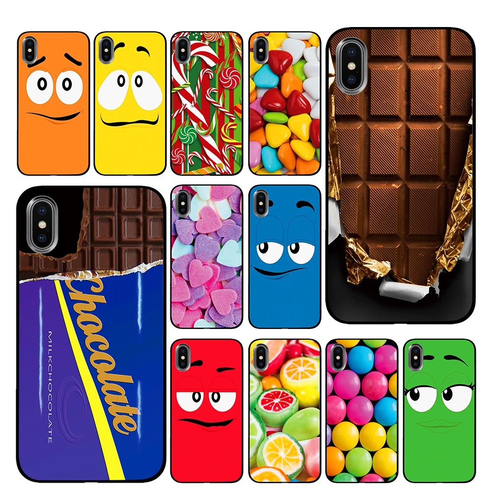 

Cute Chocolates cartoon Black TPU Luxury Cases Cover For Apple iPhone 5 5S SE 6 6s 7 8 Plus X XS Max XR