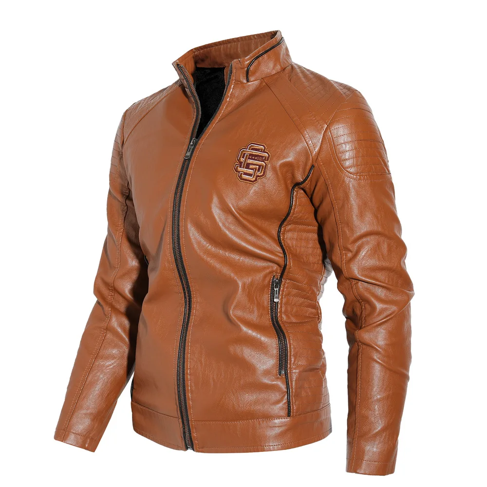 Брендовая зимняя кожаная куртка, Мужская куртка из искусственной кожи, пальто, Мужская Толстая теплая флисовая куртка, Мужская ветровка, мотоциклетное кожаное пальто