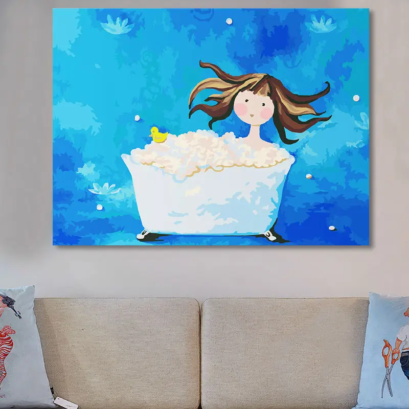 

diy oil painting Cartoon poster modular painting Bath coloring by numbers digital paint by numbers diy digital painting