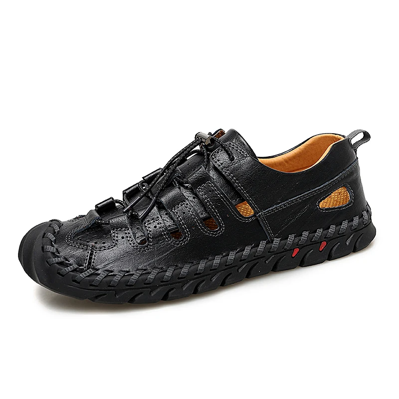 New Summer Men Genuine Leather Sandals Business Casual Shoes Men Outdoor Beach Sandals Roman Summer Men's Water Shoes Size 39-48