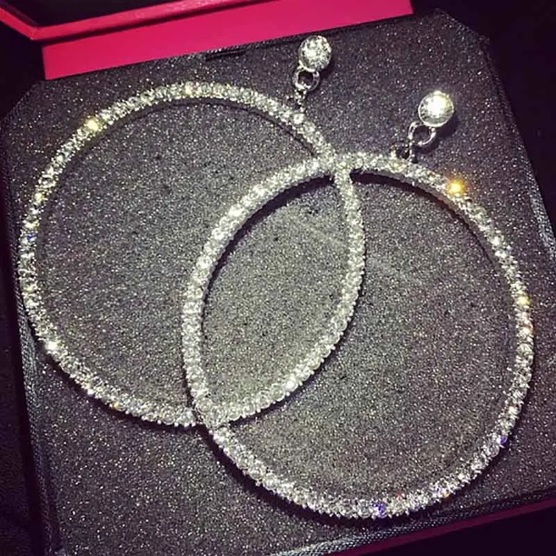 

New design creative jewelry high-grade elegant crystal earrings round Gold silver earrings wedding party earrings for woman