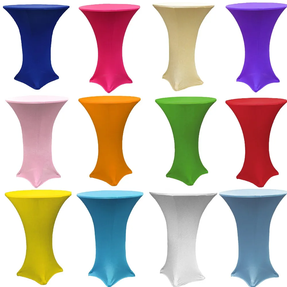 

Multicolor 4 feet 90cm x 110cm Based Stretch Bar Table Covers Spandex Lycra Cocktail Table Covers For Party Wedding