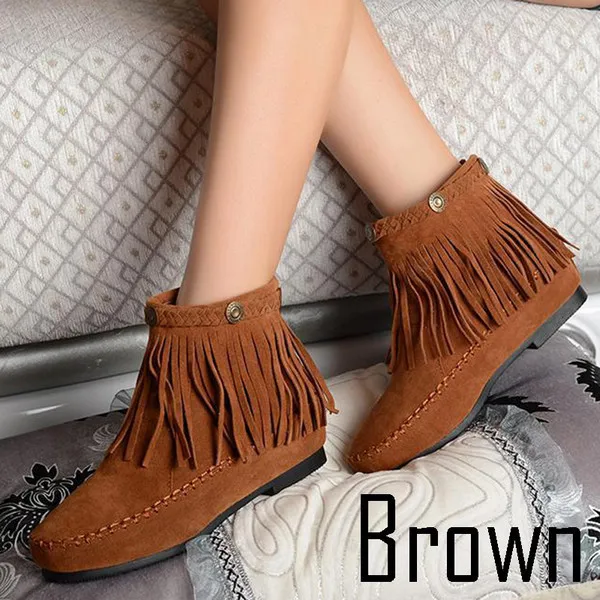 Mujeres de moda planas flecos Faux Suede botines botines Oxfords del eje  del tobillo bota de las borlas del Slip los zapatos otoño zapatos para  mujeres|shoes nicke|shoes cowboy bootsboot - AliExpress