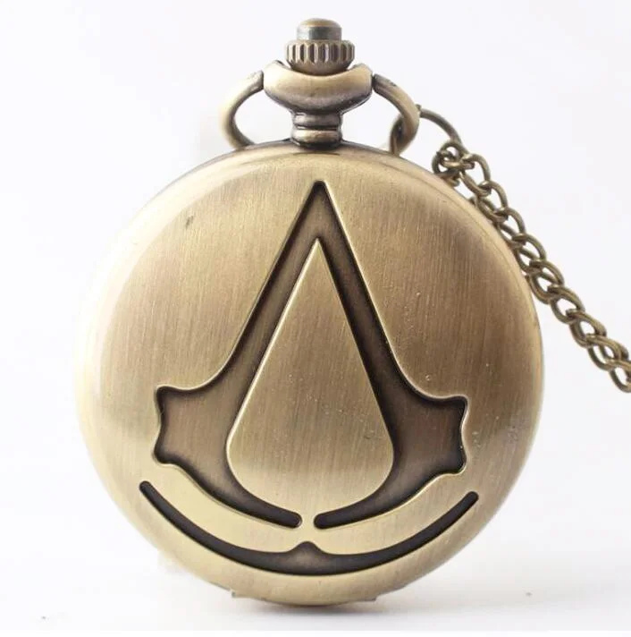 (1114) Vintage bronze Pocket Watch Necklace pendant.Size 47MMwatch