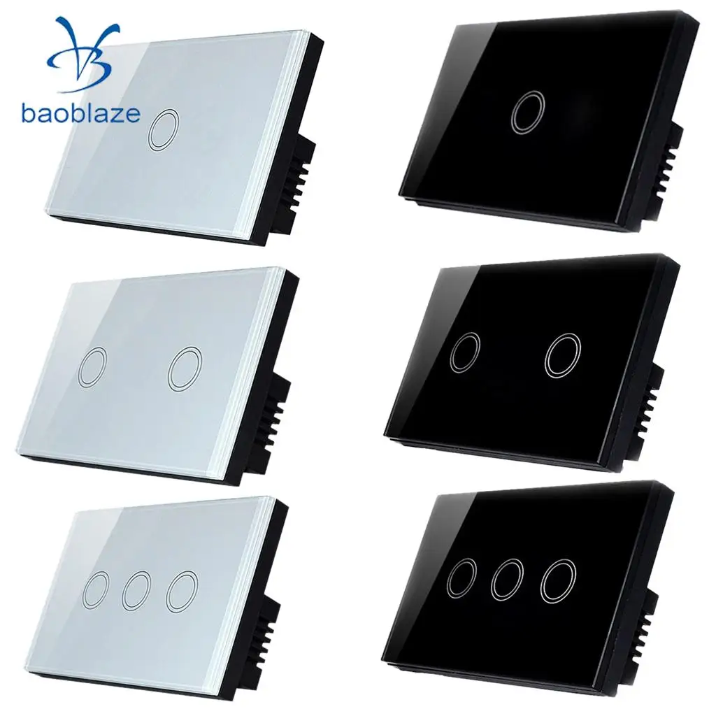 Crystal Glass US Panel Home Light Touch Screen Wall Switch LED 1 2 3