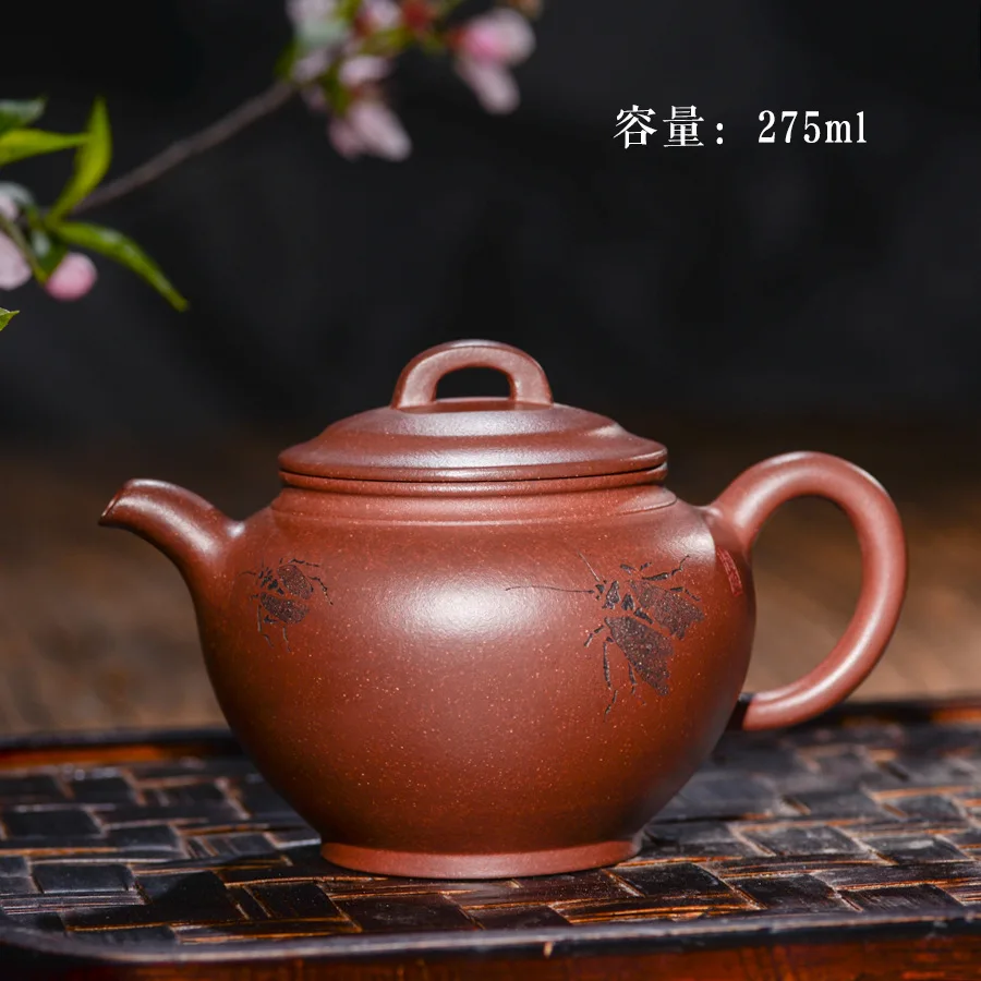 

275ml Authentic Zisha teapot famous all handmade Yixing original purple clay palace lamp teapot Kung Fu tea kettle custom