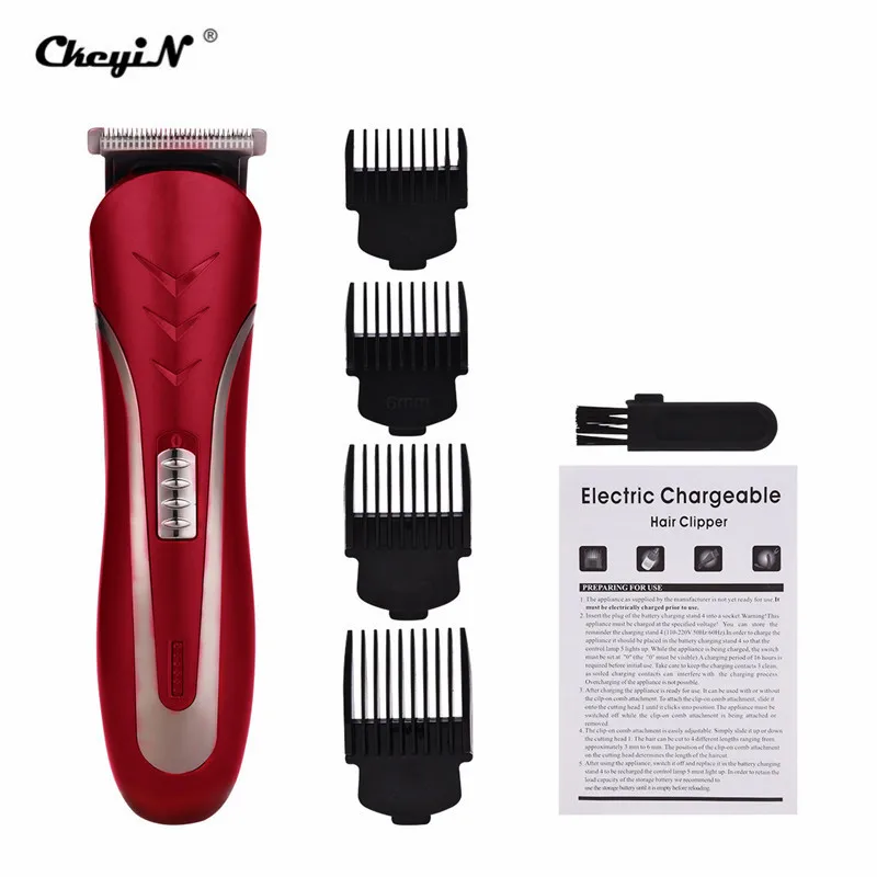 Billig Carbon Stahl Kopf Professional Hair Trimmer Wiederaufladbare Elektrische Razor Männer Bart Rasierer Elektrische Haar Clipper Mit 4 Kamm