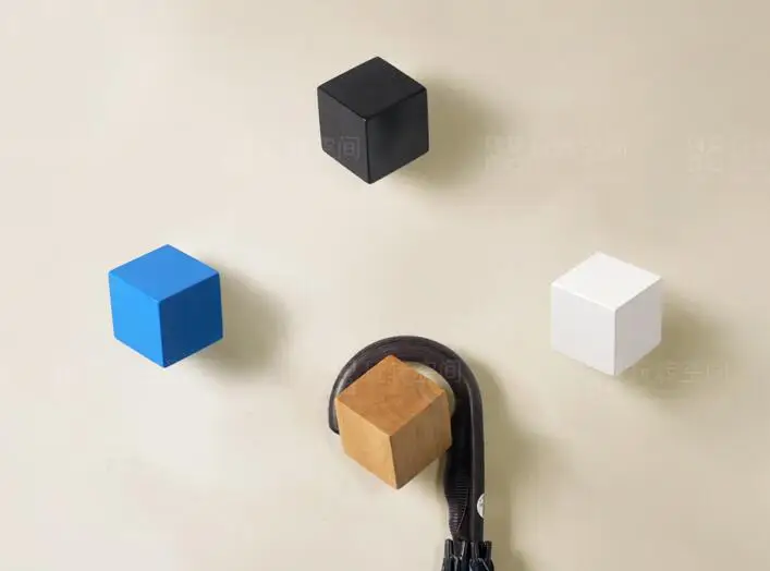 Online Get Wood Cubes Wall Decor Aliexpress Alibaba Group Wood Hooks Creative Home Decor Cube Square Coathook Modern Concise Style Multicolor Wall Hook House Bedroom