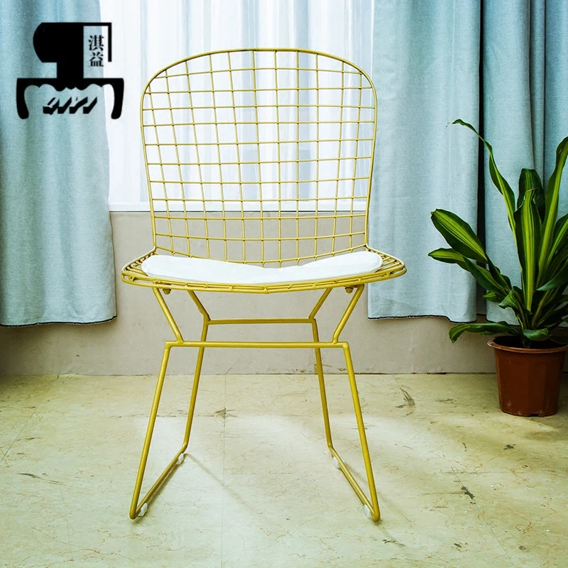 Высокое качество, нордический золотой железный стул в дырочку, стул для столовой, офиса, дома, кофейное кресло с шерстью/Полиуретановая подушка, металлическая мебель