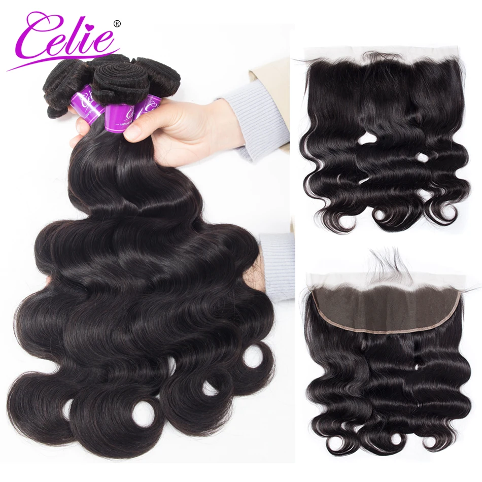 

Celie Hair Peruvian Body Wave 4 Bundles With Frontal Human Hair Bundles & Frontal Remy Human Hair Bundles With Closure