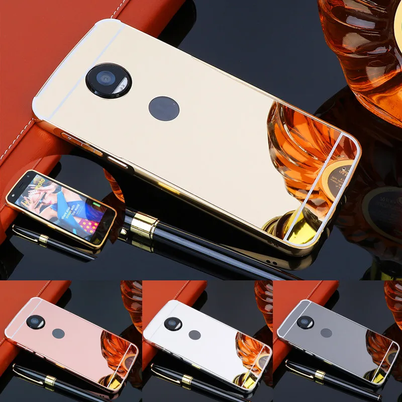 

For Motorola Z2 Play XT1710 Case Plating Metal Frame Cover with Mirror Back Cover Hard Phone Case for Motorola Moto Z2 Play