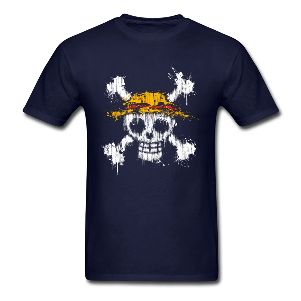 One piece skull Graphic Short Sleeve Classic Tshirts 100% Cotton Crew Neck Men Tops Tees Print T Shirts Summer/Autumn One piece skull navy