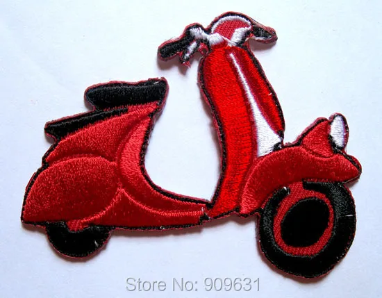 

VESPA SCOOTERS MOTORCYCLES EMBROIDERED IRON ON PATCH - Red black
