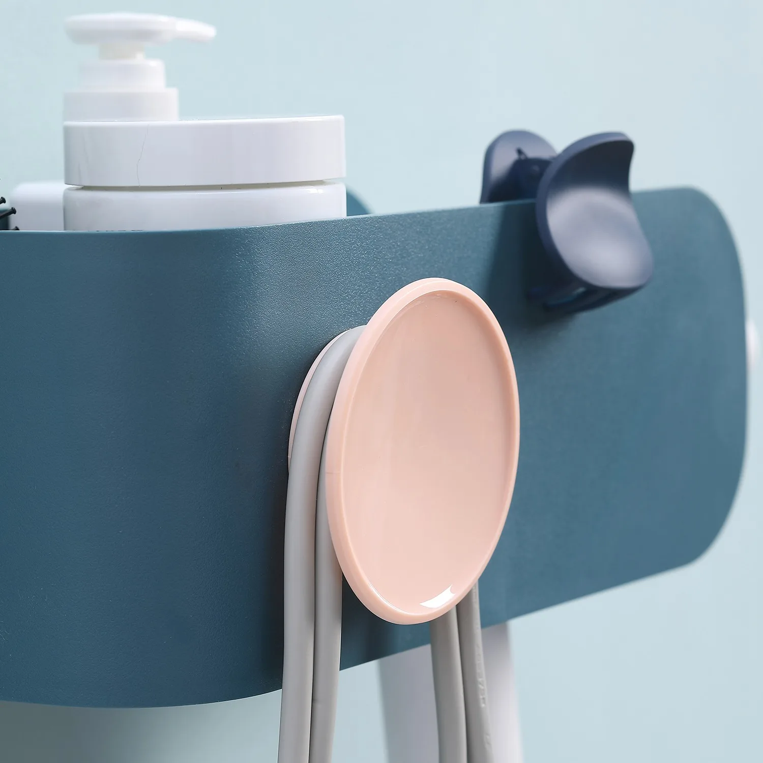 CHFL Punch-Free Hair Dryer Rack Wall-Mounted Hair Drier Plastic Storage Holder Bathroom Hanger Shelf For Home Hotel Dormitory