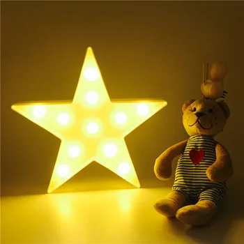 

SOLLED LED Star Shaped Light Plastic Marquee Decorative Letter Sign Lamp light up Nightlight Valentine's Gift Party Supplies