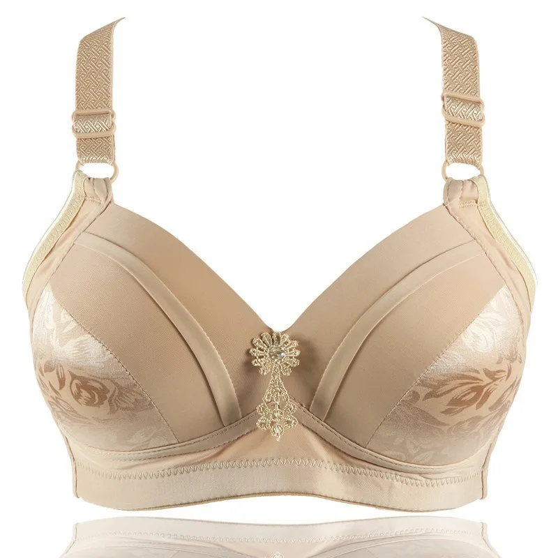 2019 Fashion Women Seamless Plus Up Bra New Floral Printed Bra Female Lingerie Deep V Sexy Big Size Bra Plus Size Brassiere 95b 