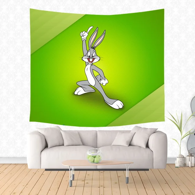 Bugs Bunny Pattern Tapestry Decorative Wall Hanging Carpet Bedding Outlet Door Curtain Textiles