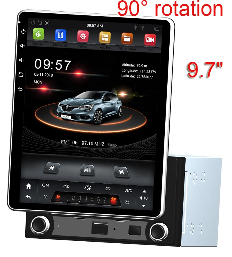 Универсальный автомобильный dvd-плеер 6 ядер android 10 с углом поворота 90 ° сенсорный