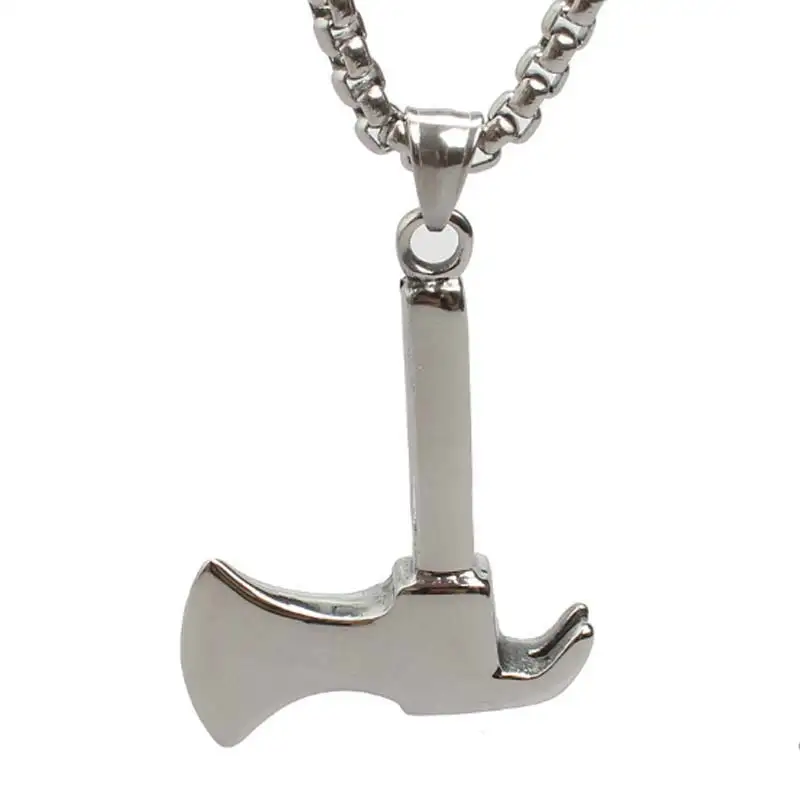 Men Punk Axe Hammer Necklace Stainless Steel Norse Magick Mjolnir Men's