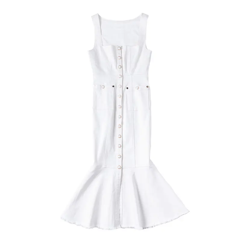 white denim bodycon dress