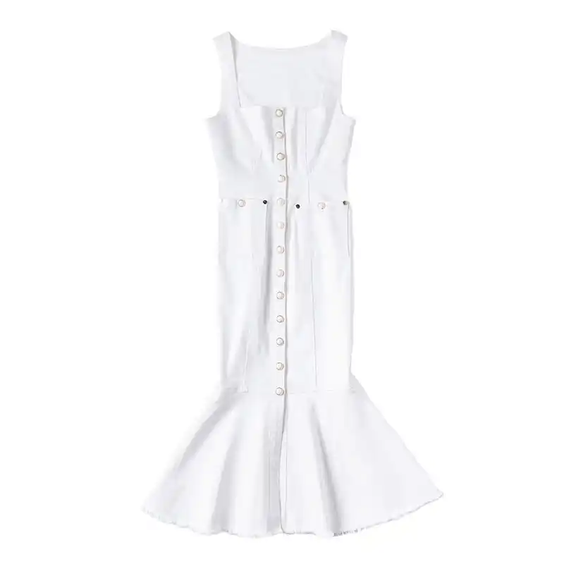 white denim bodycon dress