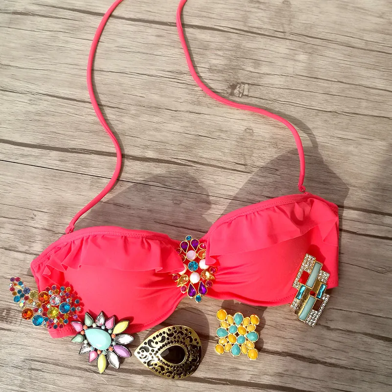 Women Tube TOPS for Women Mixer Diamond Red Swimwear bikini brazilian Sexy Secret Underwire maillot de bain Biquini UP