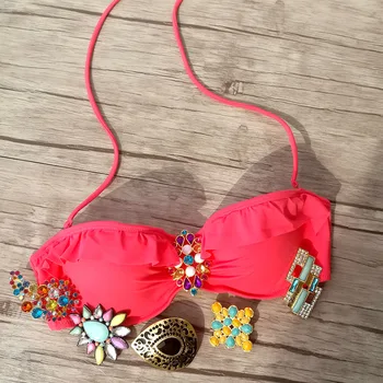 

Women Tube TOPS for Women Mixer Diamond Red Swimwear bikini brazilian Sexy Secret Underwire maillot de bain Biquini UP