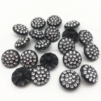 

100pcs 20mm Black Silver Drill Rhinestone Acrylic Round Buttons Baby Fancy Button Coat Boots Sewing Clothes Accessory