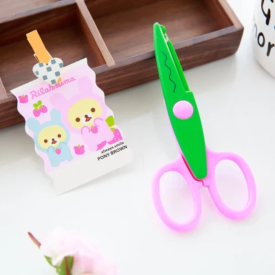 JIANWU Hand made paper cutting DIY creative photo album picture pattern lace scissors safety scissors stationery - Цвет: wave