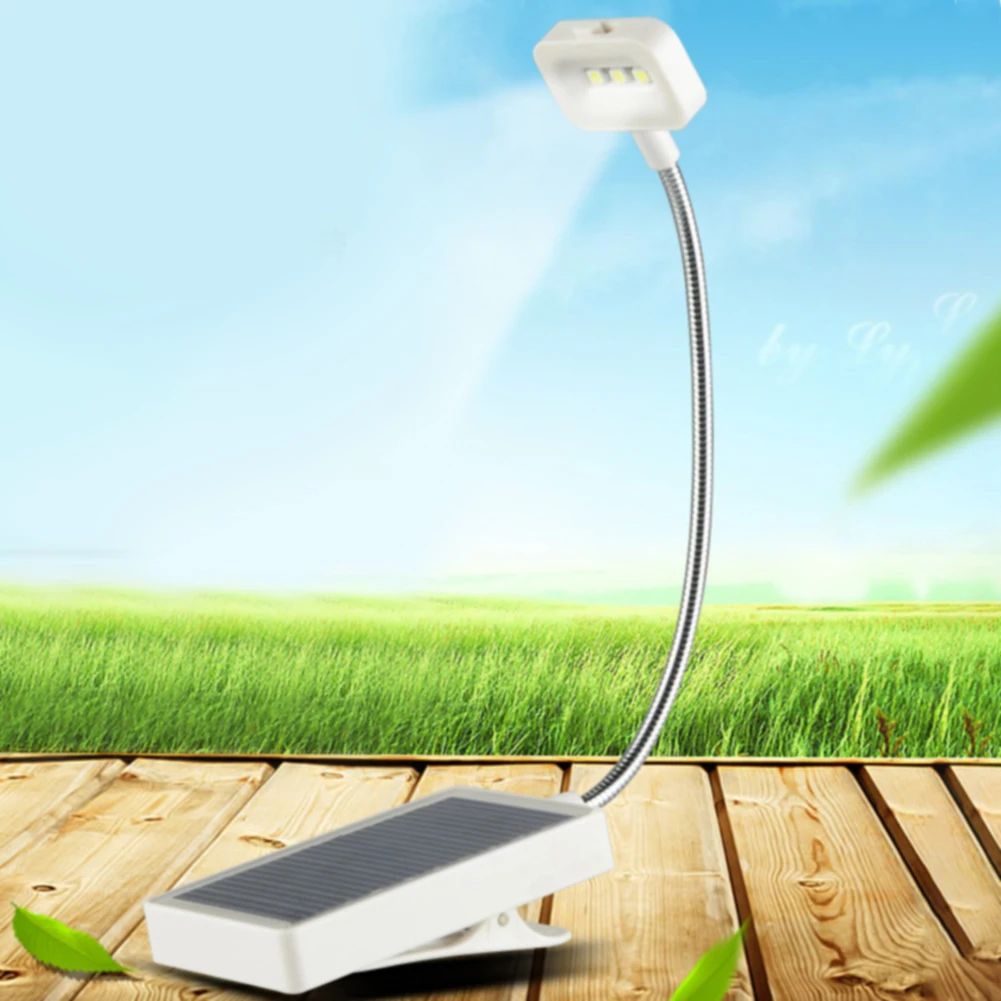 

Led USB Rechargeable Book Light Flexible Clip Solar Powered Emergency Night Bedside Table Lamp Study Desk Reading