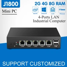 Mini PC Intel Celeron J1800 Dual Core 4 LAN Router Firewall Win 10 Linux Mini Deaktop Computer Fanless Industrial Computador