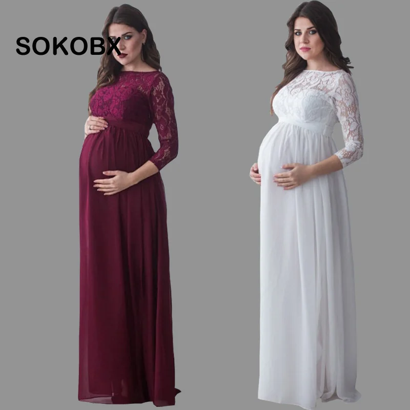 

SOKOBX Elegant Maternity Clothes Evening Dress Pregnant Women Gown Dresses Female Vestidos Ropa Embarazada