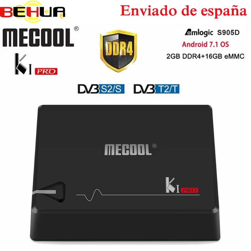 MECOOL KI PRO ТВ приставка S2 + T2 DVB Amlogic S905D Quad 2G 16G поддержка & S2/DVB T2/DVBS2 Приставка Smart