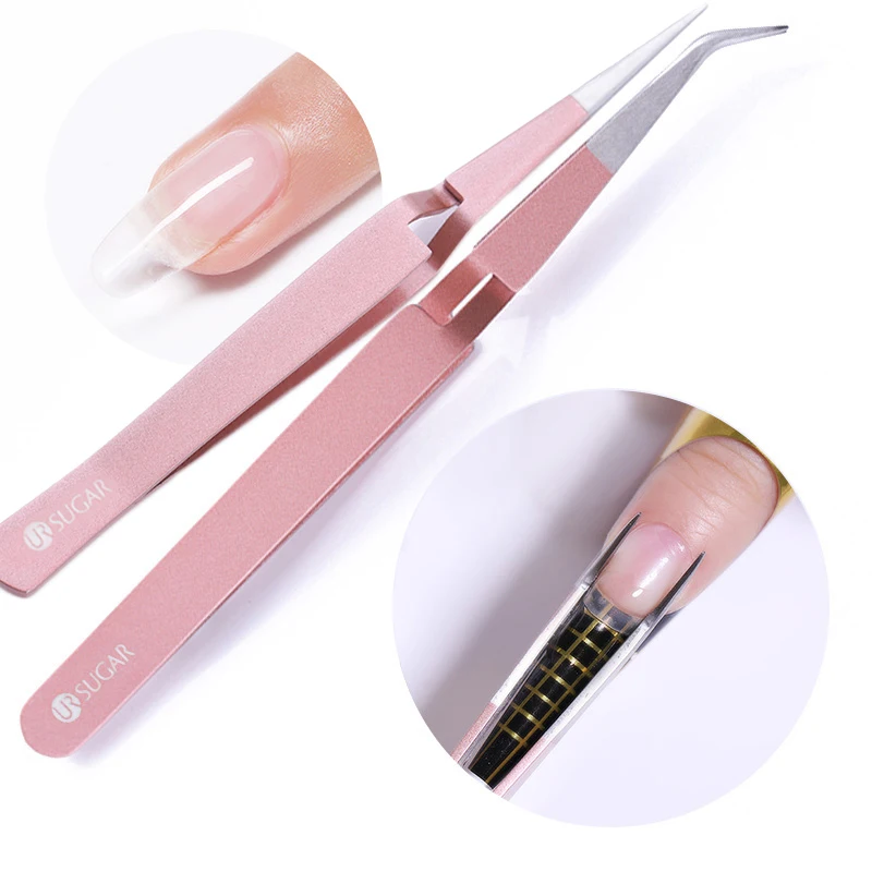

2Pcs Nail Picking Tool Acrylic Gel Rhinestones Gem Eyelash Tweezers Anti-static DIY hand clip Rose Gold Nail Art Tool Set