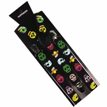 Winfox черный хип хоп подтяжки 2,5 см широкие подтяжки череп печатных эластичные подтяжки для женщин мужчин